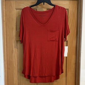 Chic Karma Women's orange V-Neck Short Sleeve Tee